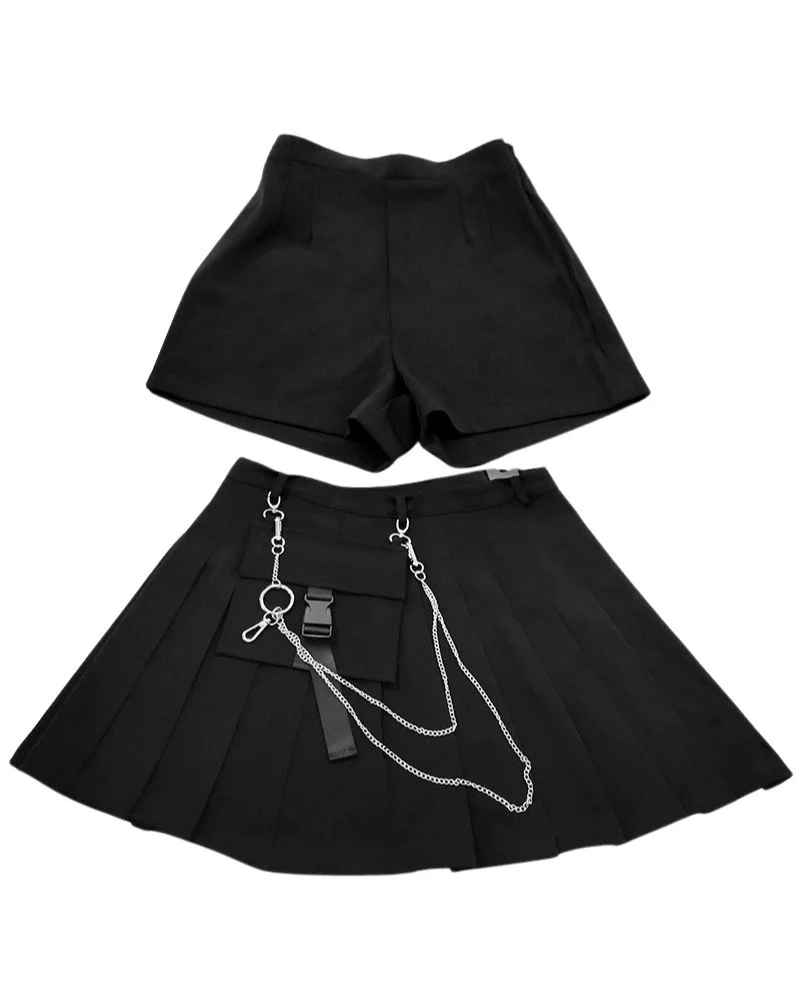 Funcional High Waist Pleated Cargo Skirt - Image 7