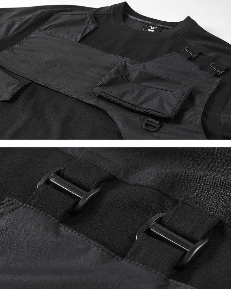 Functional Chest Pocket Techwear T-Shirt - Image 3