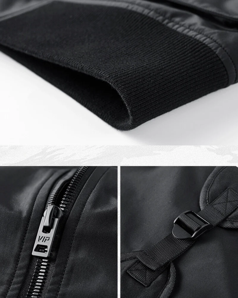 Functional Fake Two Piece Backpack Bomber Jacket - Image 8
