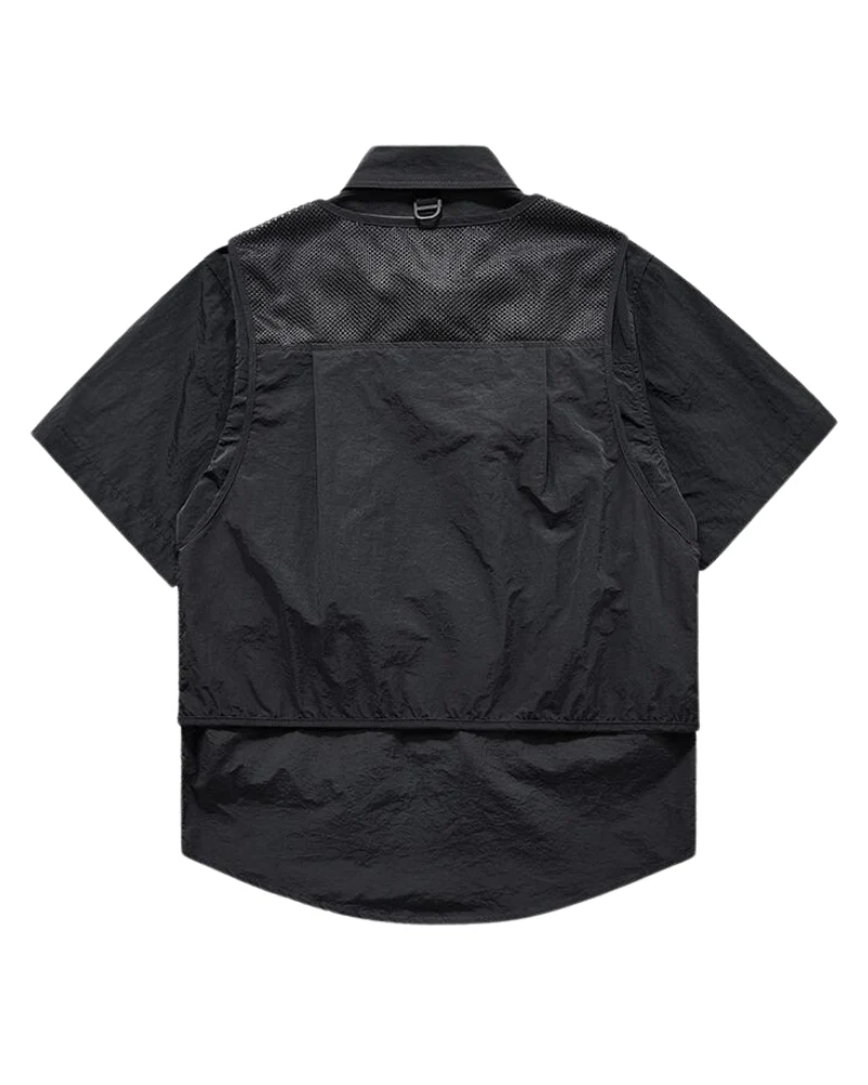 Functional Fake Two-Piece Short Sleeve Shirt - Image 3
