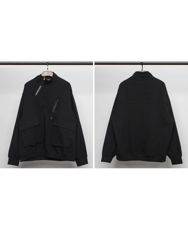 Functional Half-Zip Stand-Collar Utility Sweatshirt - Image 7