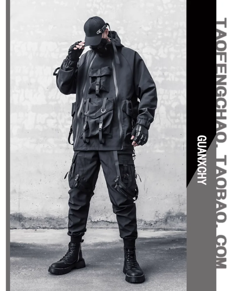 Functional Hardcore Loose Cyberpunk Hooded Jacket - Image 8