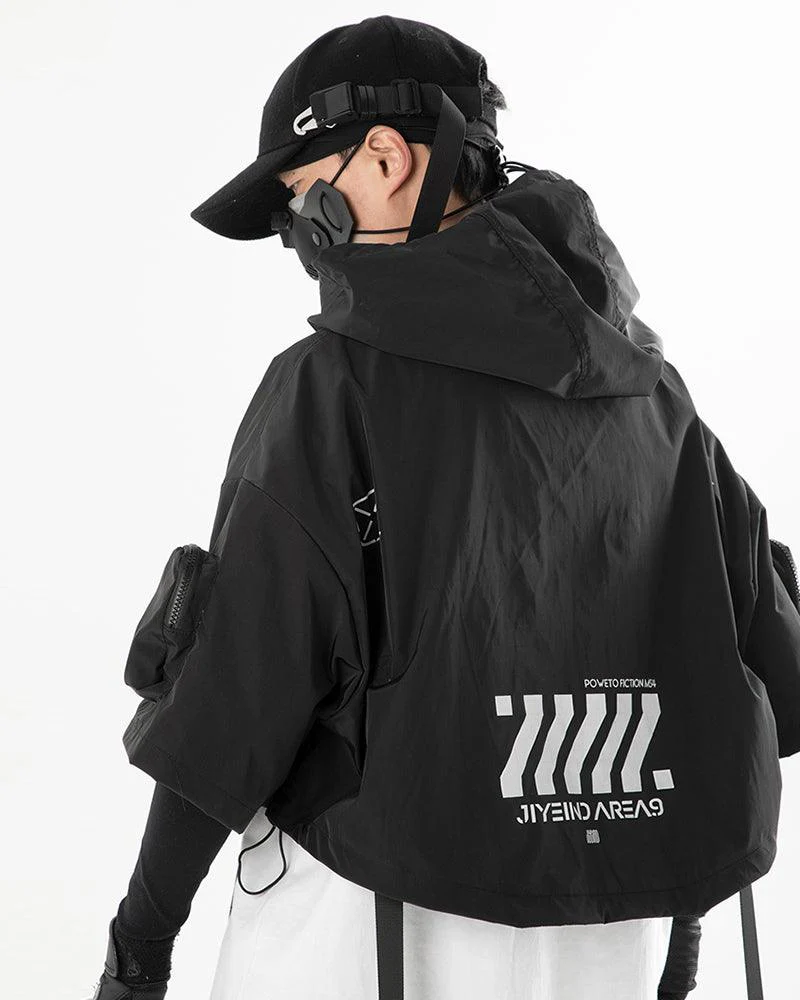 Functional Hooded Short Black Cape - Image 11