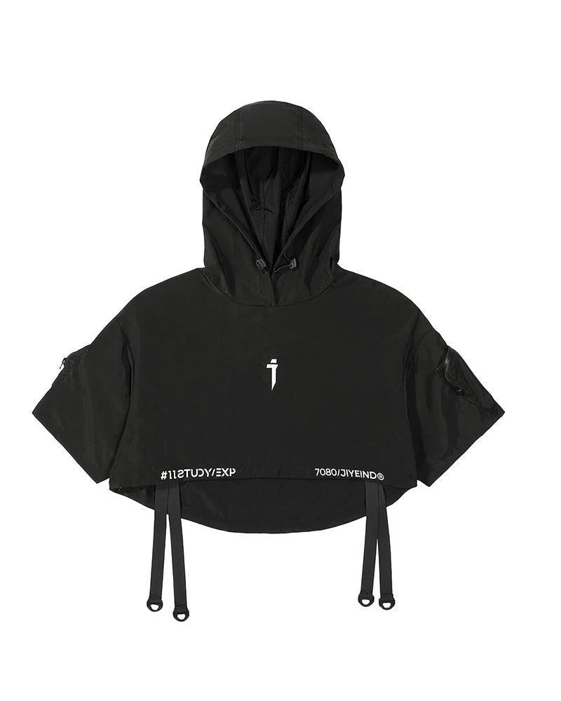 Functional Hooded Short Black Cape - Image 2