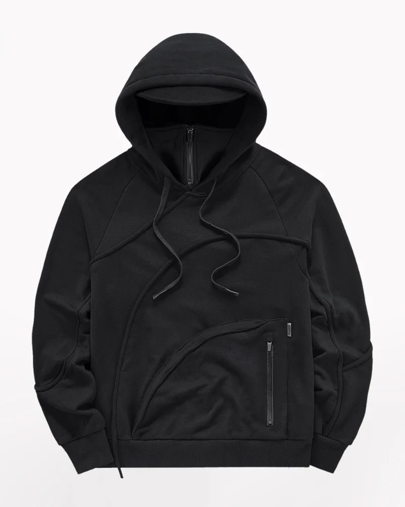 Functional Irregular Pocket Mask Tactical Hoodie - Image 2