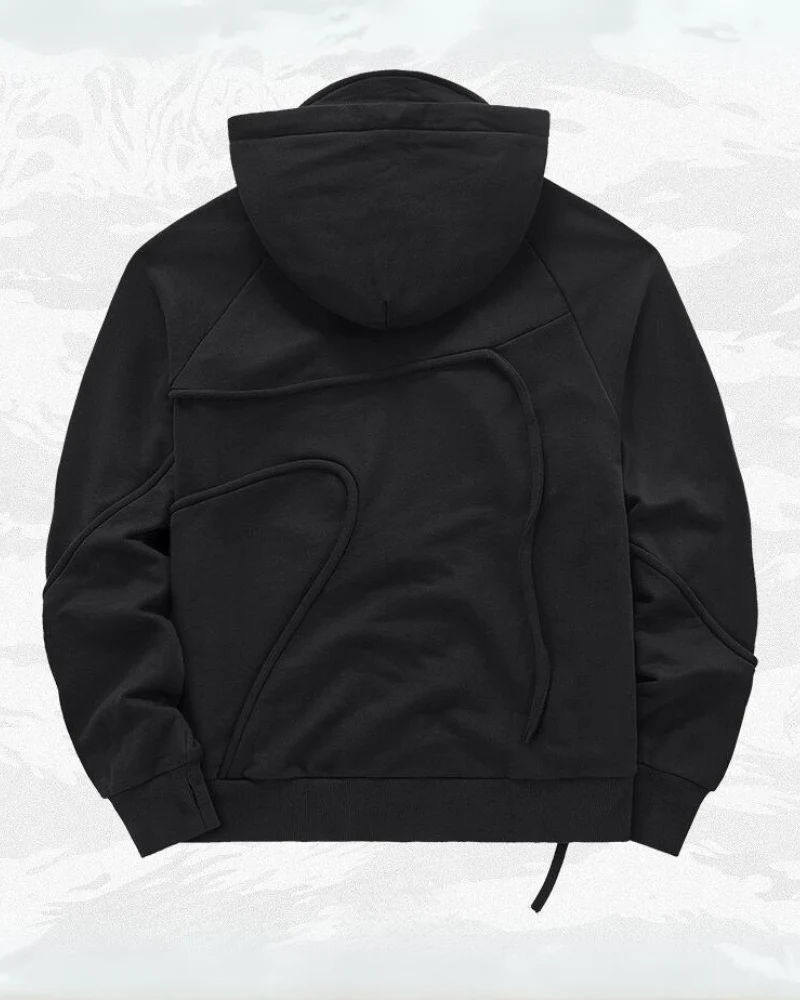 Functional Irregular Pocket Mask Tactical Hoodie - Image 7
