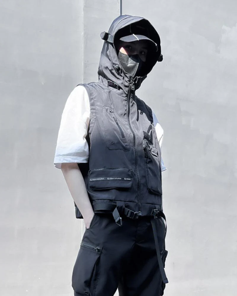 Functional Multi-Pocket Cargo Hooded Vest - Image 3