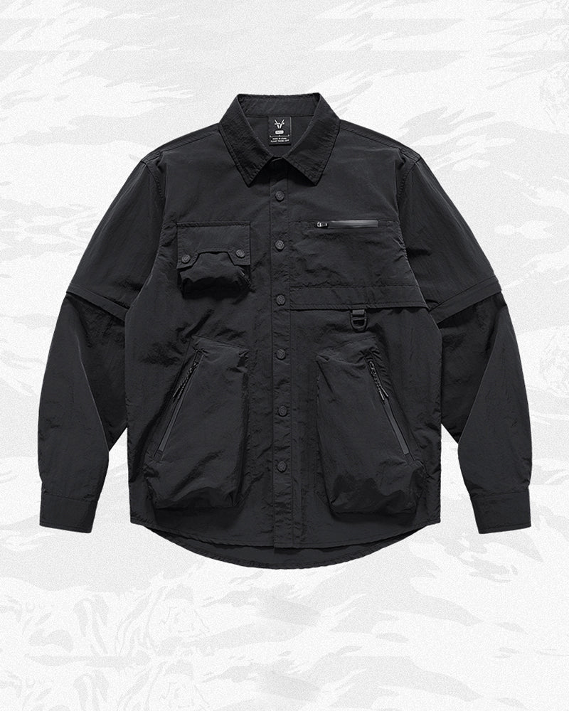Functional Multi-Pocket Detachable Sleeve Shirt - Image 4