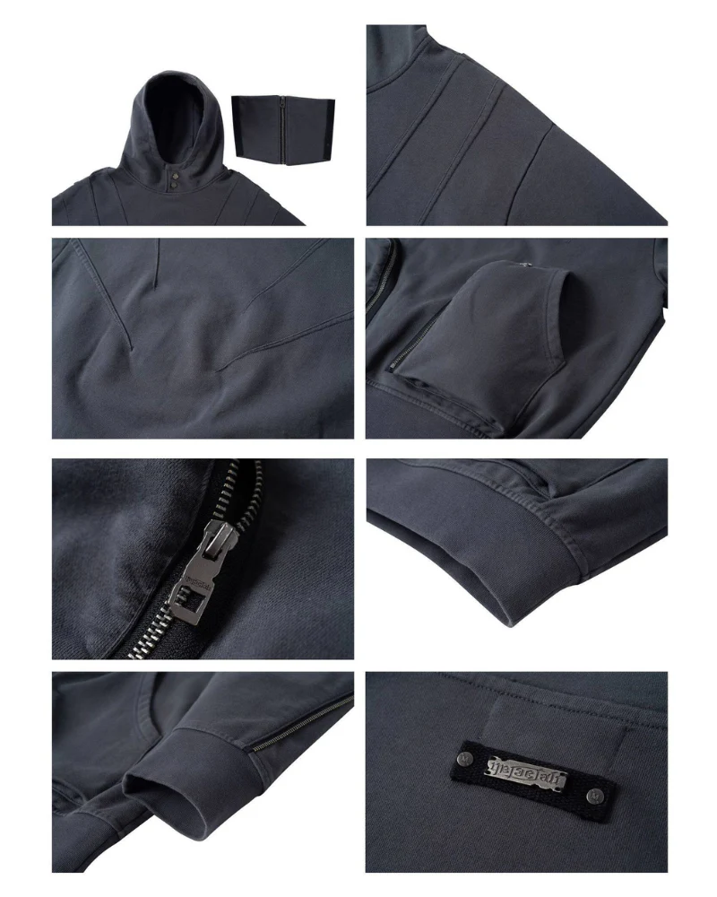 Functional Ninja Cropped Removable Mask Hoodie - Image 11
