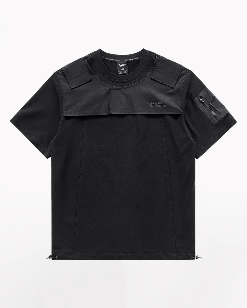 Functional Patchwork Sleeve Pocket Techwear T-Shirt