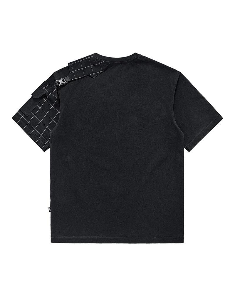 Functional Plaid Patchwork Techwear T-Shirt - Image 2