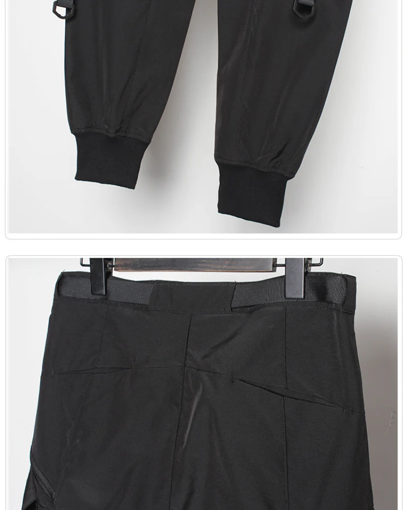 Functional Ribbon Belt Paratrooper Black Cargo Pants - Image 10