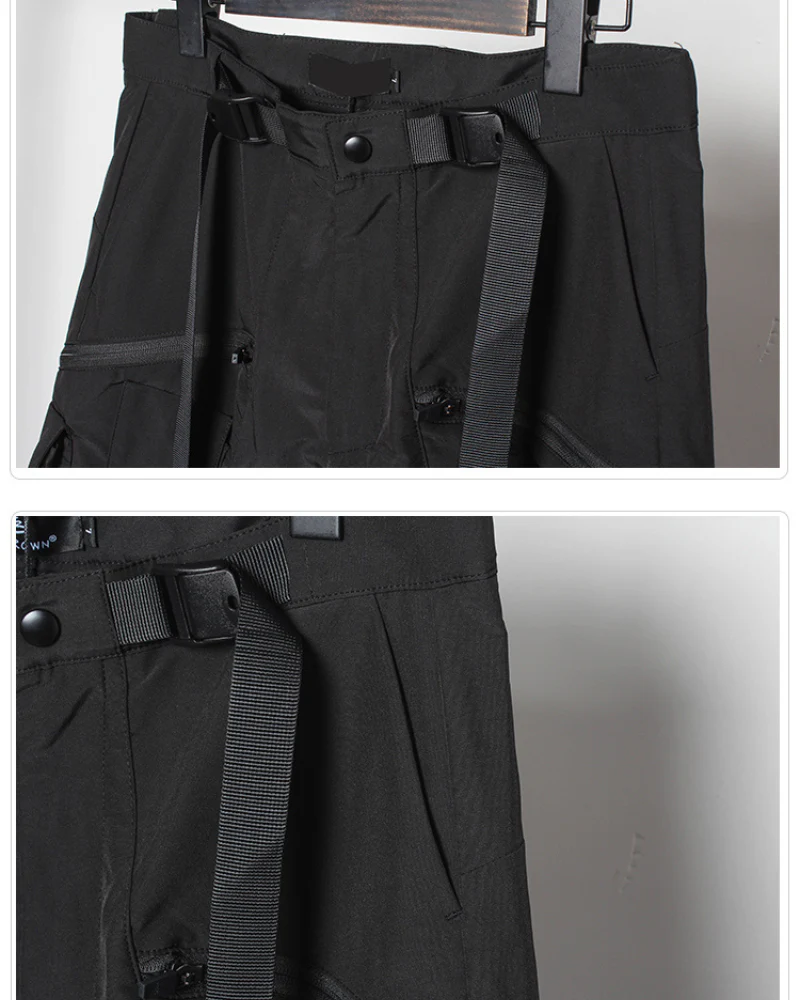 Functional Ribbon Belt Paratrooper Black Cargo Pants - Image 8