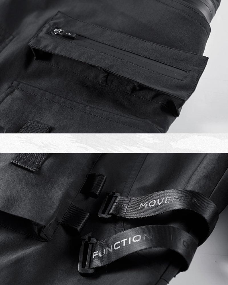 Functional Ribbon Pocket Black Cargo Pants - Image 9