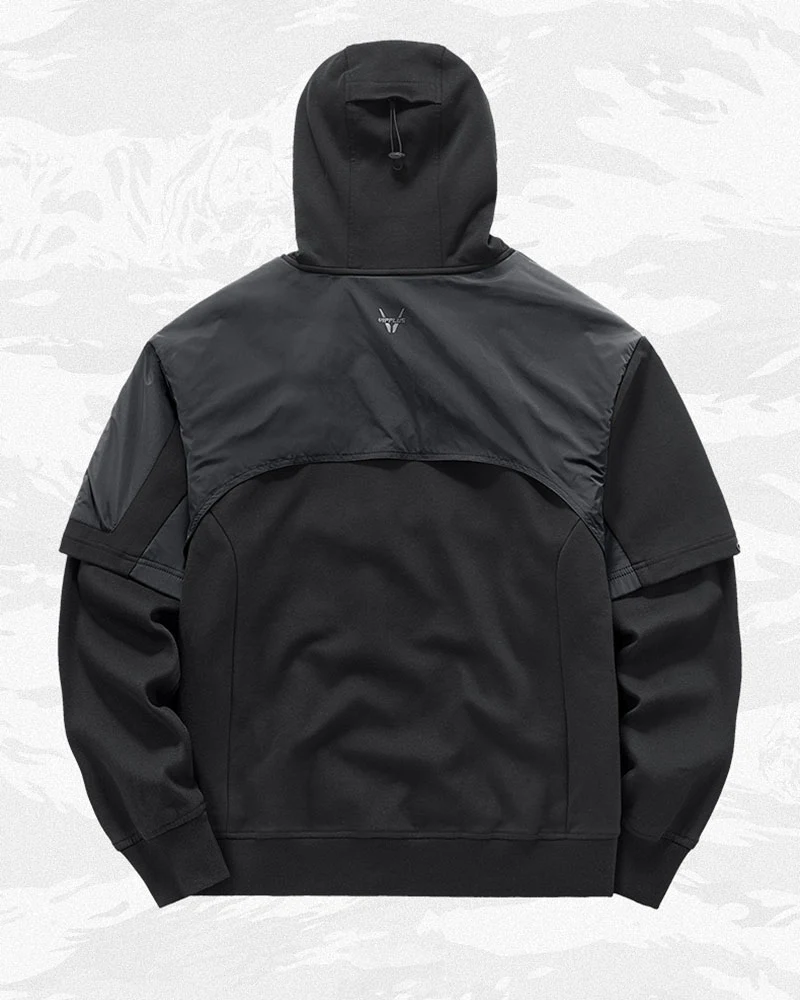 Functional Two-tone Spliced Tactical Hoodie - Image 4