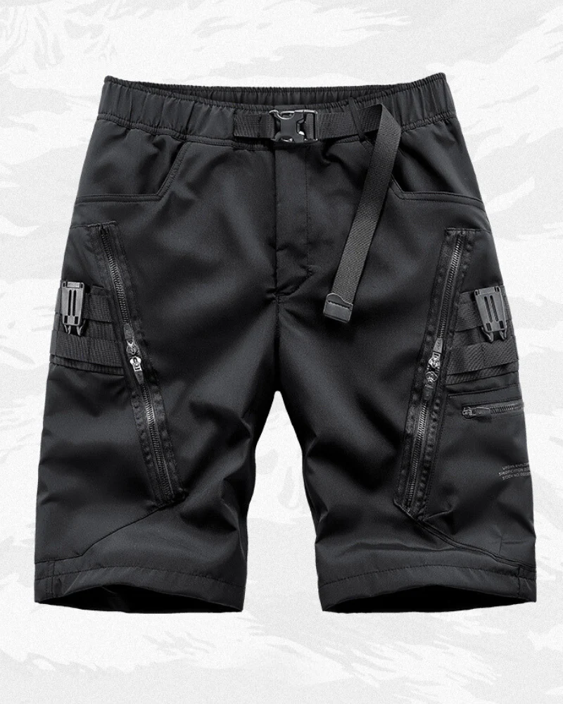 Functional Zip Pocket Black Cargo Shorts - Image 3