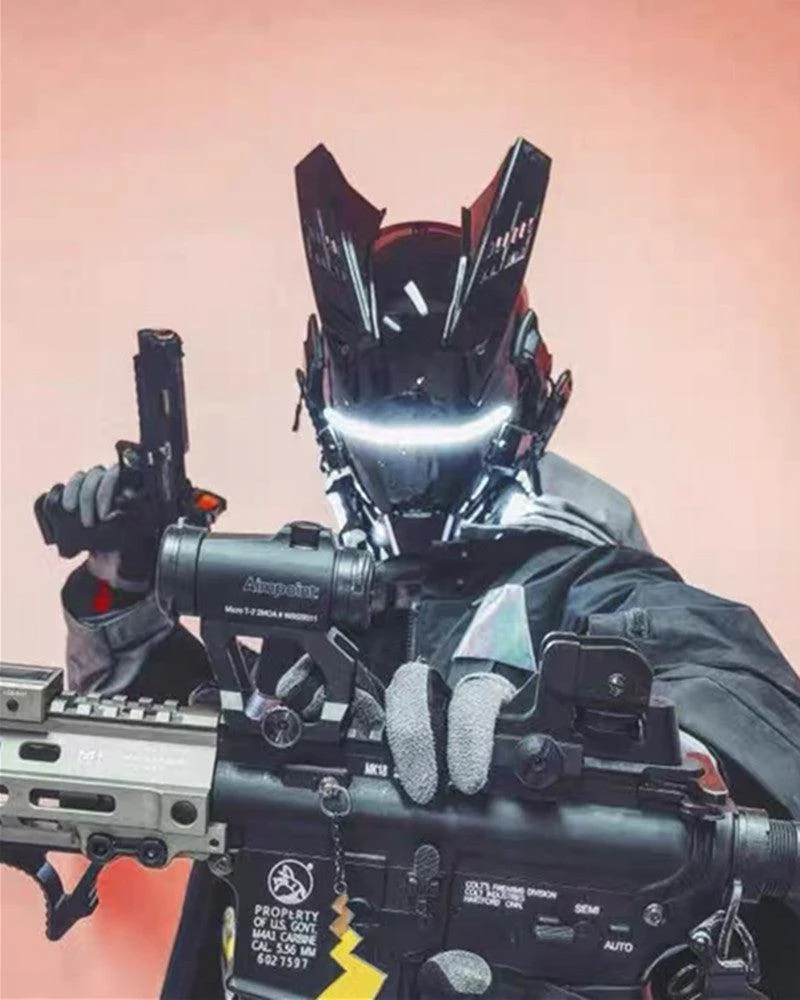 Future Warrior Cyberpunk LED Helmet Mask (LEDs available in 7 colors) - Image 4