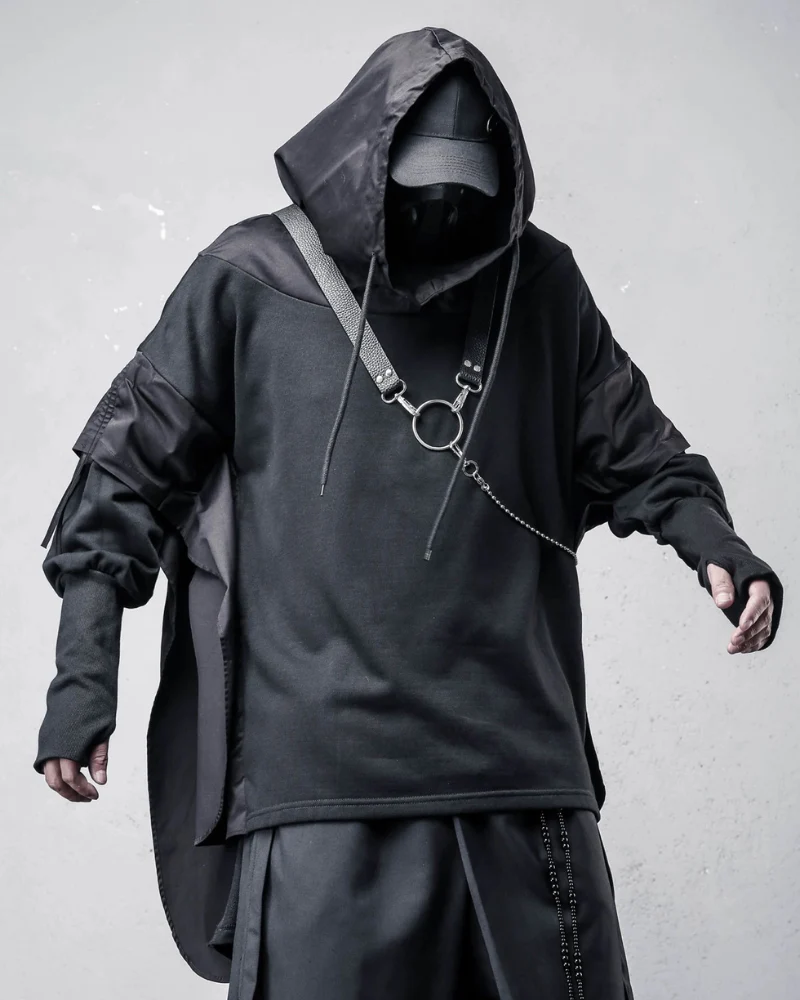 Futuristic Streetwear Ninja Cape Hoodie - Image 3