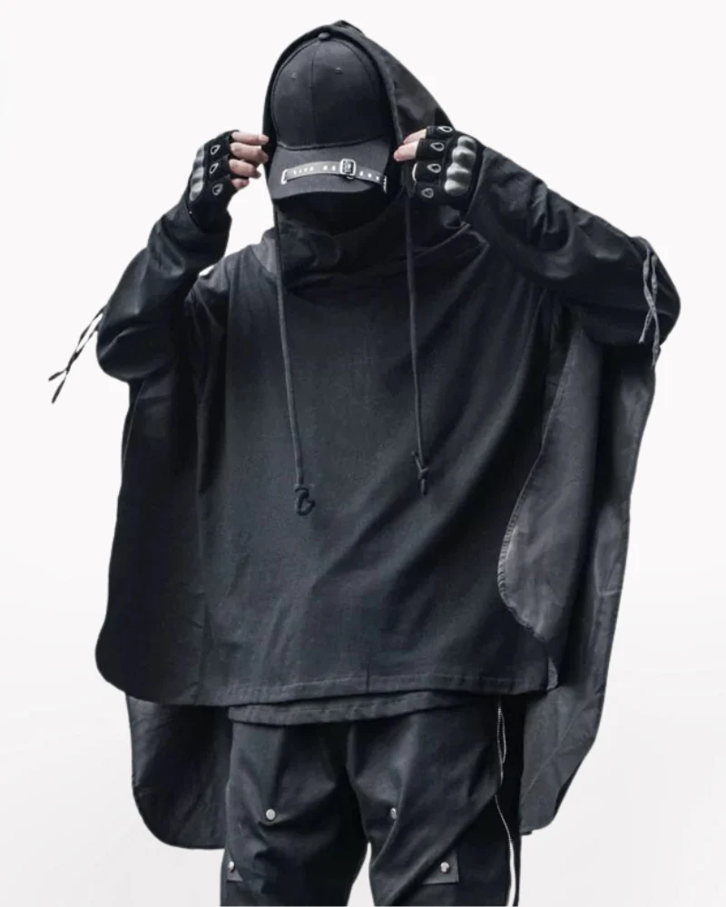 Futuristic Streetwear Ninja Cape Hoodie - Image 5