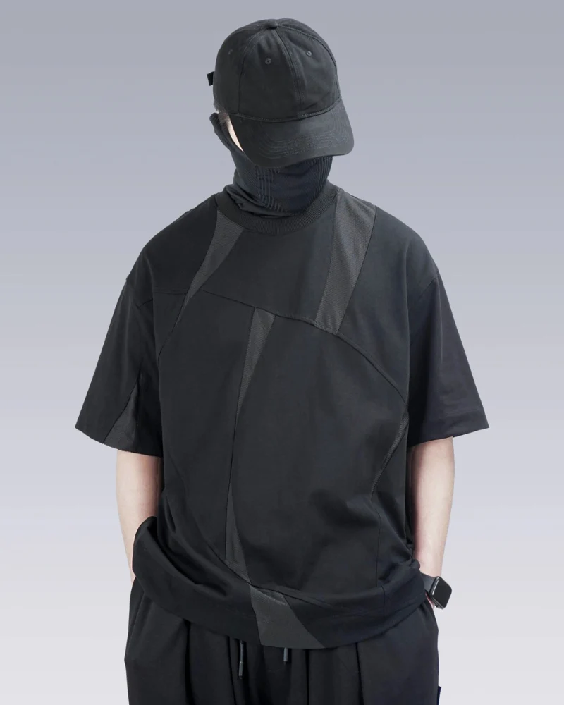Geometric Patchwork Techwear T-Shirt - Image 3