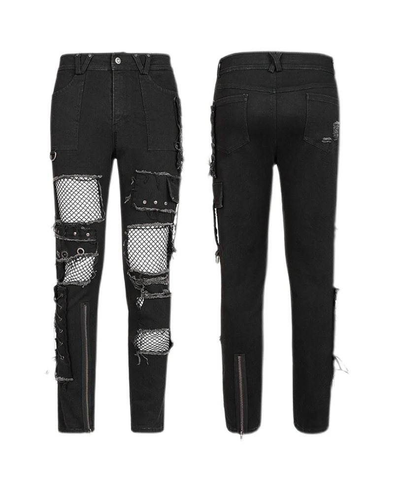 Gothic Rock Ripped Washed Punk Pants - Image 2