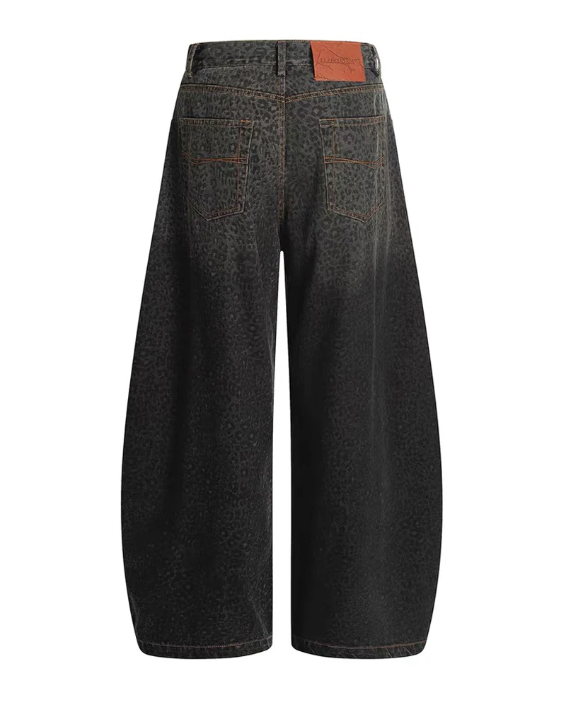 Gradient Leopard Print Wide-Leg Unisex Baggy Jeans - Image 12