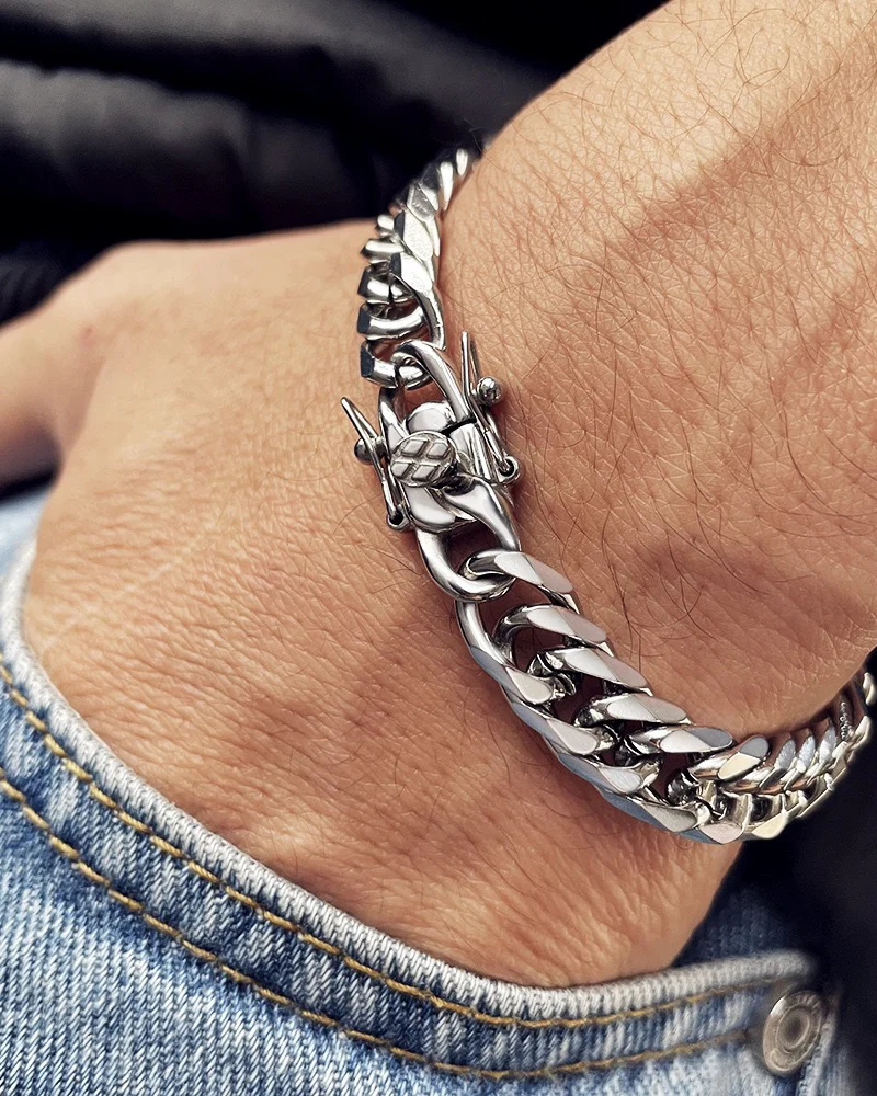 Hip Hop Jewelry Stainless Steel Cuban Link Bracelet - Image 6