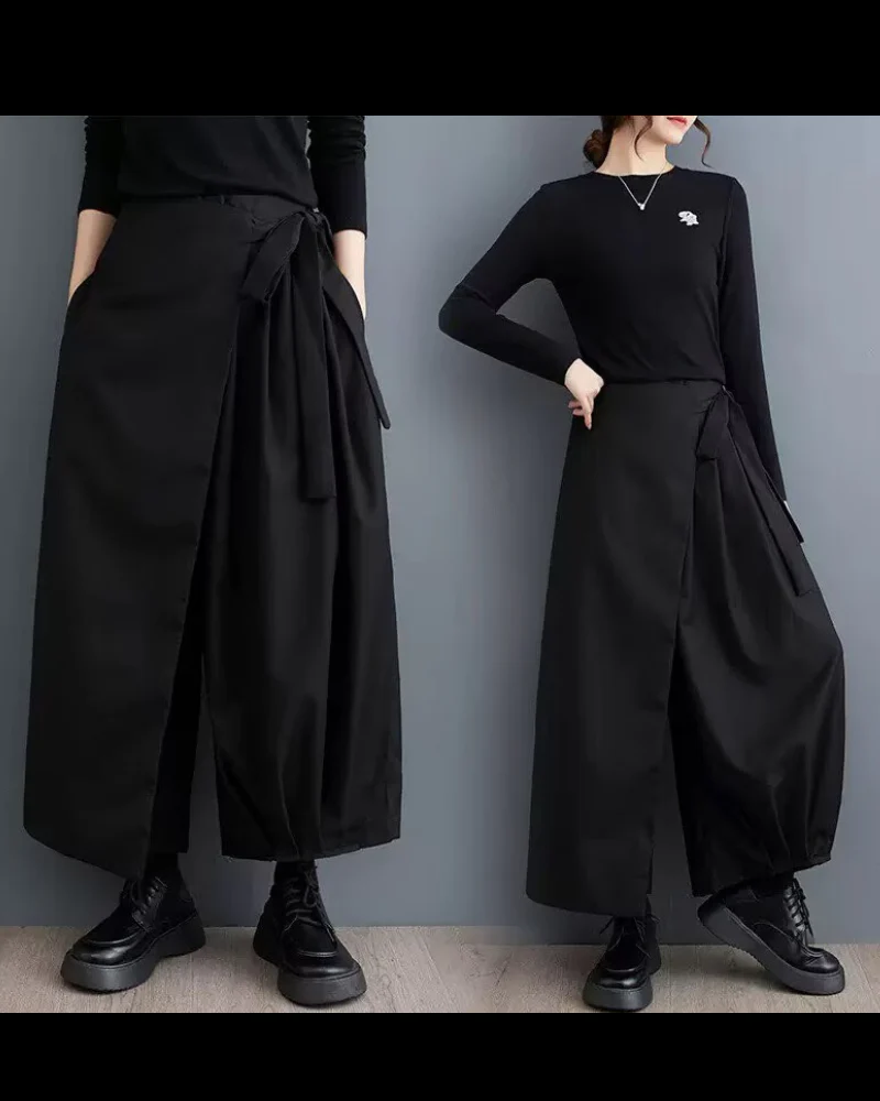 Irregular Wide-Leg Skirt Pants | Hakama Pants - Image 3