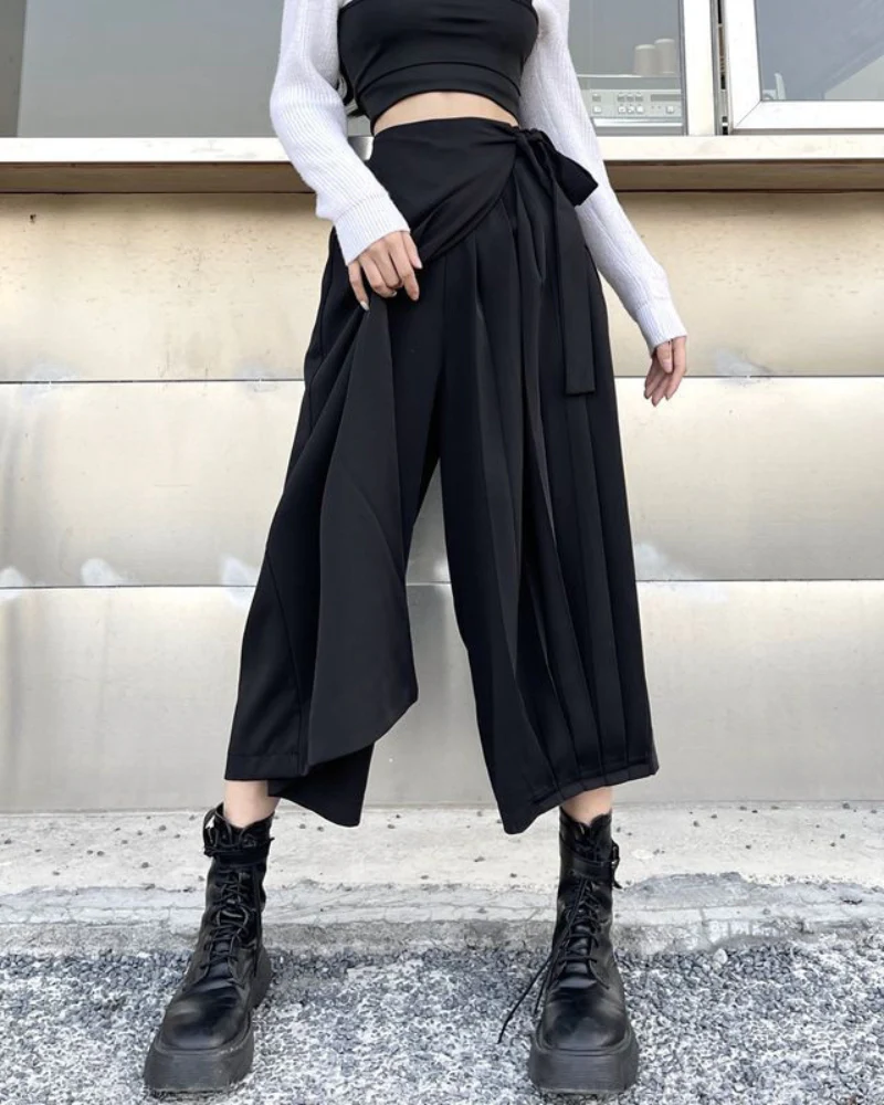 Irregular Wide-Leg Skirt Pants | Hakama Pants - Image 8