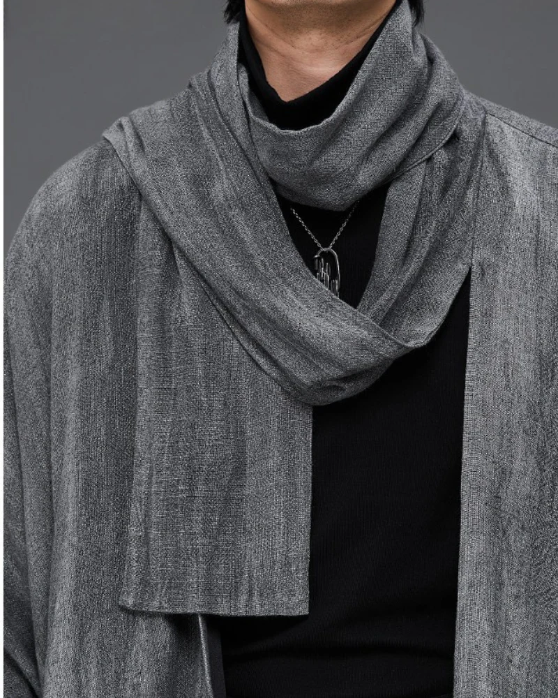 Japanese-Style Mid-Length Unisex Linen Cardigan - Image 4