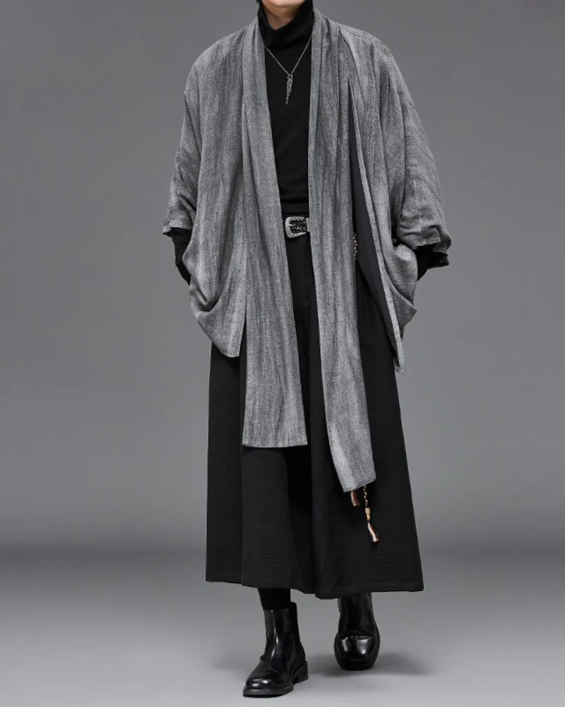 Japanese-Style Mid-Length Unisex Linen Cardigan - Image 6