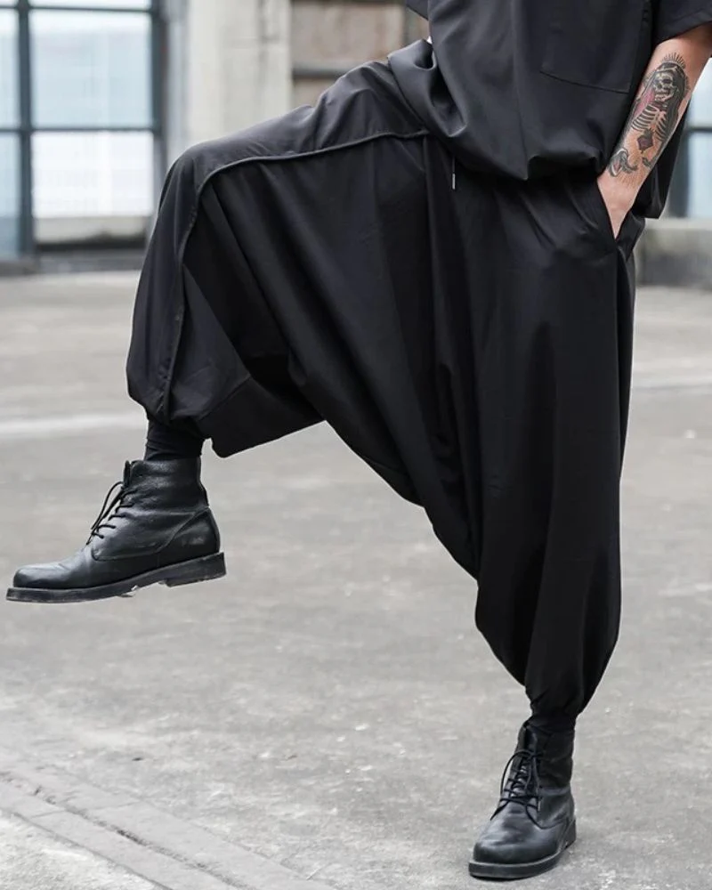 Japanese Techwear Hakama Black Pants - Image 4