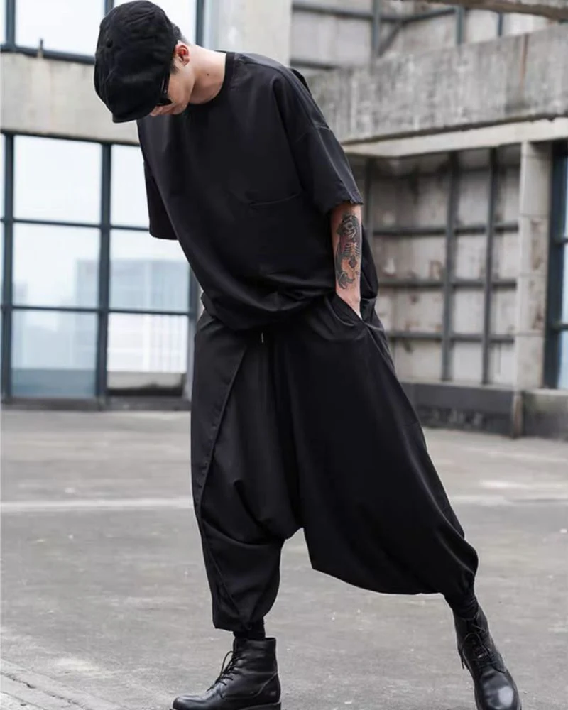 Japanese Techwear Hakama Black Pants - Image 7