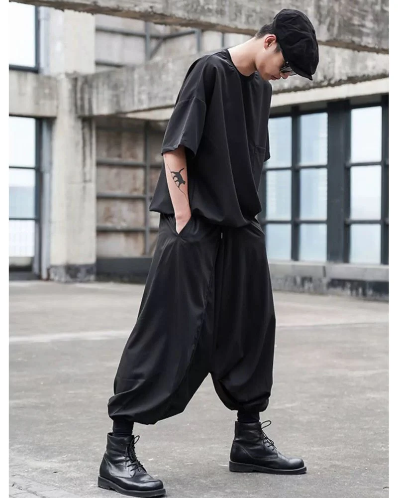 Japanese Techwear Hakama Black Pants - Image 9