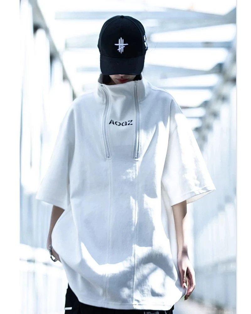 Techwear High Neck Unisex T-Shirt - Image 5