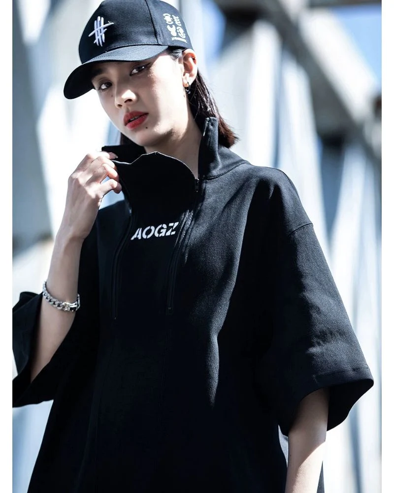 Techwear High Neck Unisex T-Shirt - Image 7