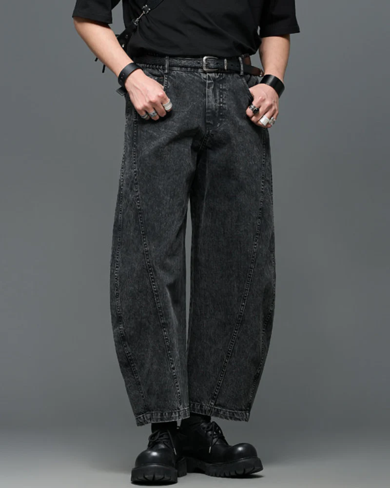 Japanese Vintage Curved Knife Cropped Straight Pants - Image 2