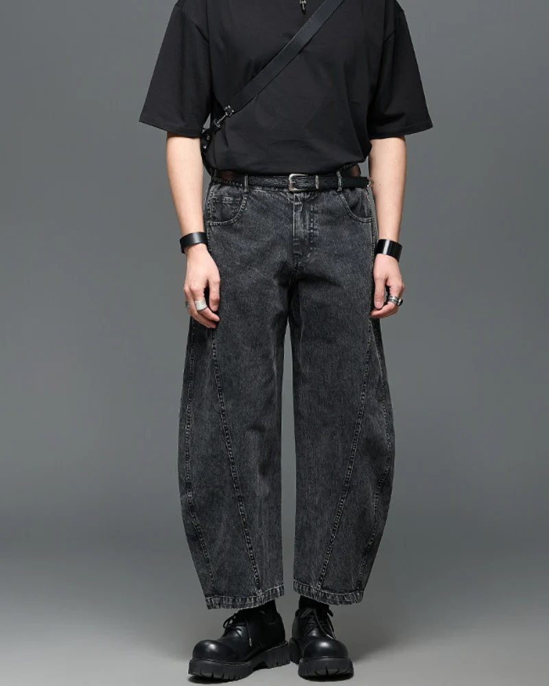 Japanese Vintage Curved Knife Cropped Straight Pants - Image 3