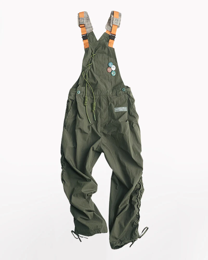Knot Pleated Loose Unisex Overalls - Image 4