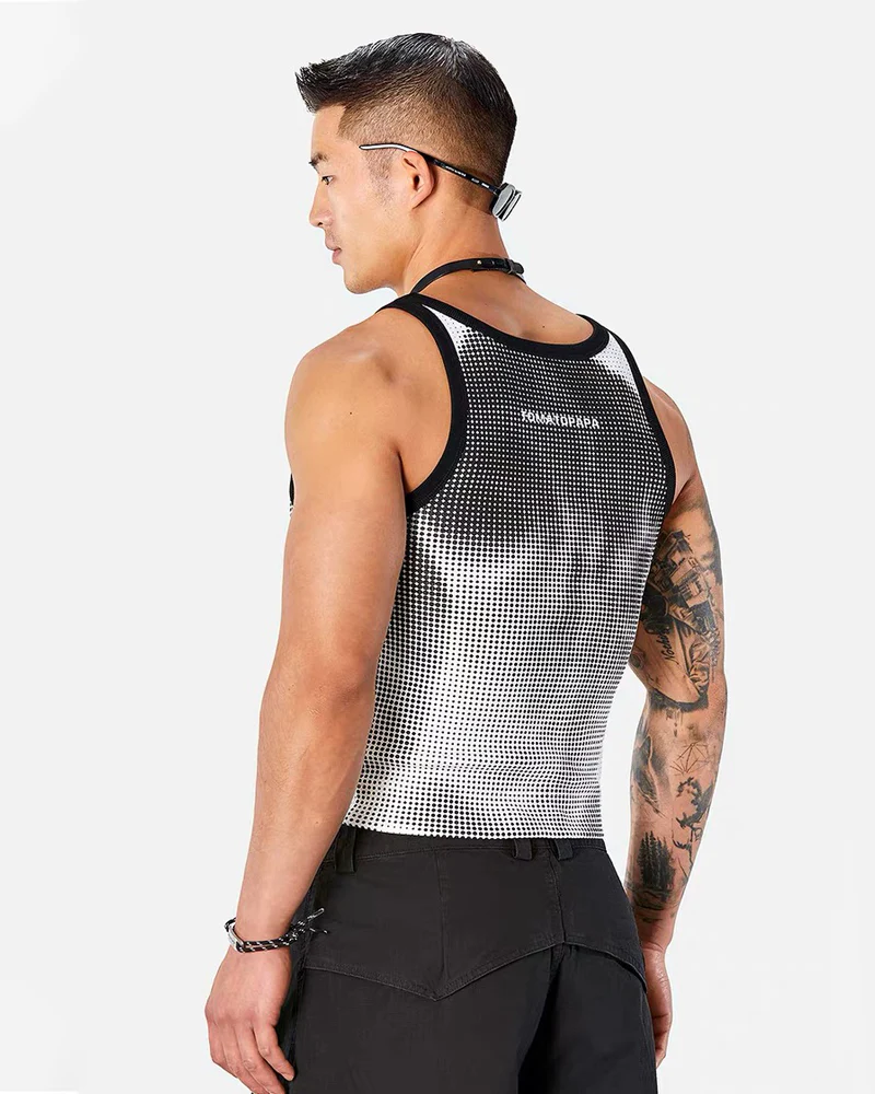 Men’s High-Stretch Polka-Dot Athletic Muscle Shirt - Image 4