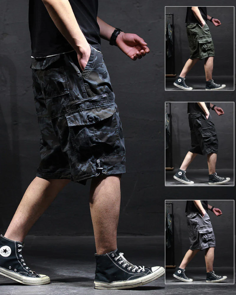 Men’s Loose Summer Black Camo Jorts - Image 10