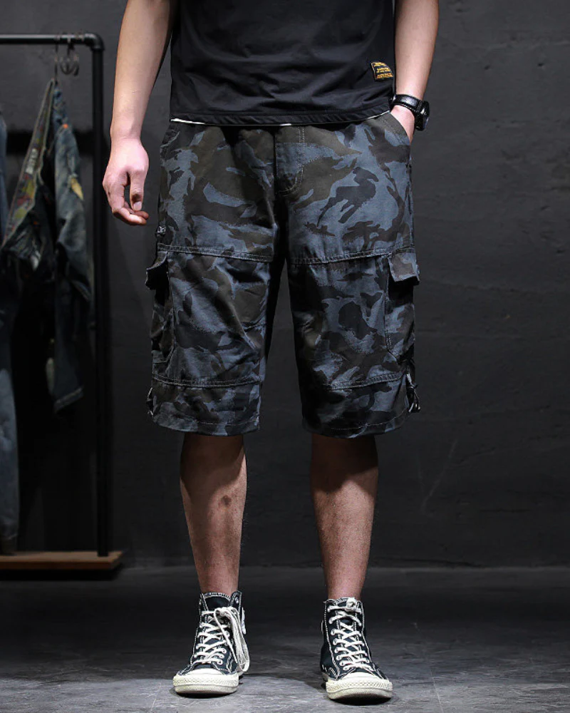 Men’s Loose Summer Black Camo Jorts - Image 3