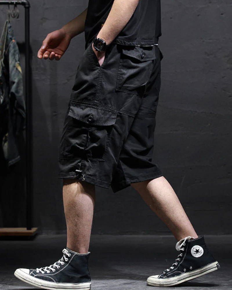 Men’s Loose Summer Black Camo Jorts - Image 4
