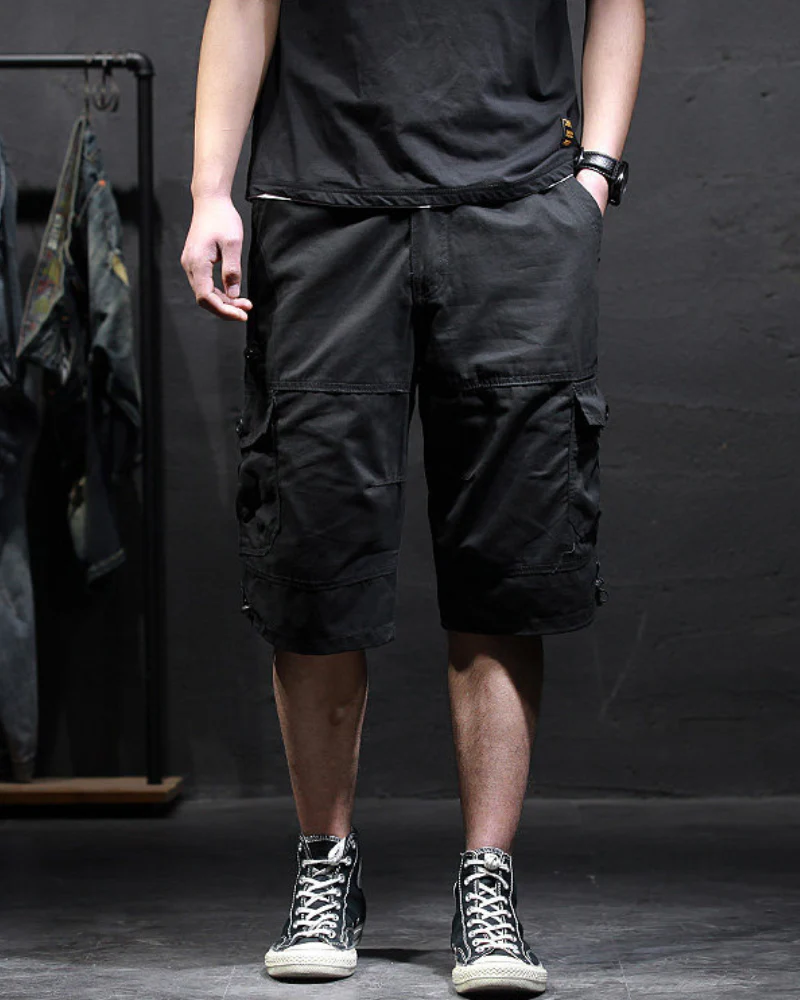 Men’s Loose Summer Black Camo Jorts - Image 5
