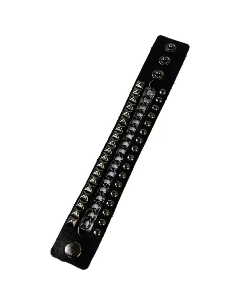 Men's Leather Punk Hip Hop Studded Bracelet - Image 13