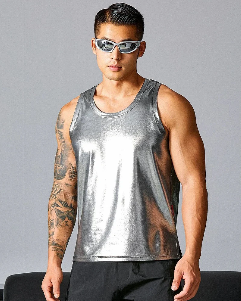 Men's Tank Top High Elastic Soft Sports Muscle Shirt - Image 4