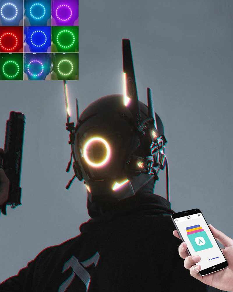 Metaverse Shock Futuristic LED Cyberpunk Helmet Mask - Image 5