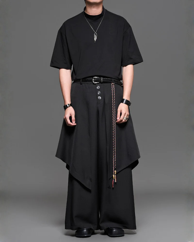 Minimalist Japanese Ice-Silk Mock Neck Basic T-Shirt - Image 5