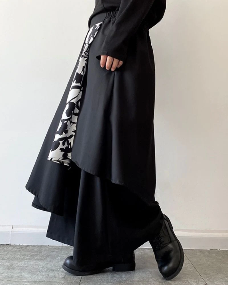 Modern Japanese Asymmetric Patchwork Hakama Pants - Image 10