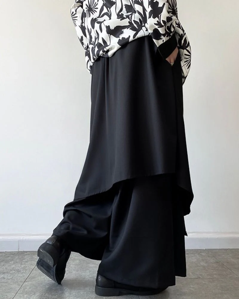 Modern Japanese Asymmetric Patchwork Hakama Pants - Image 11